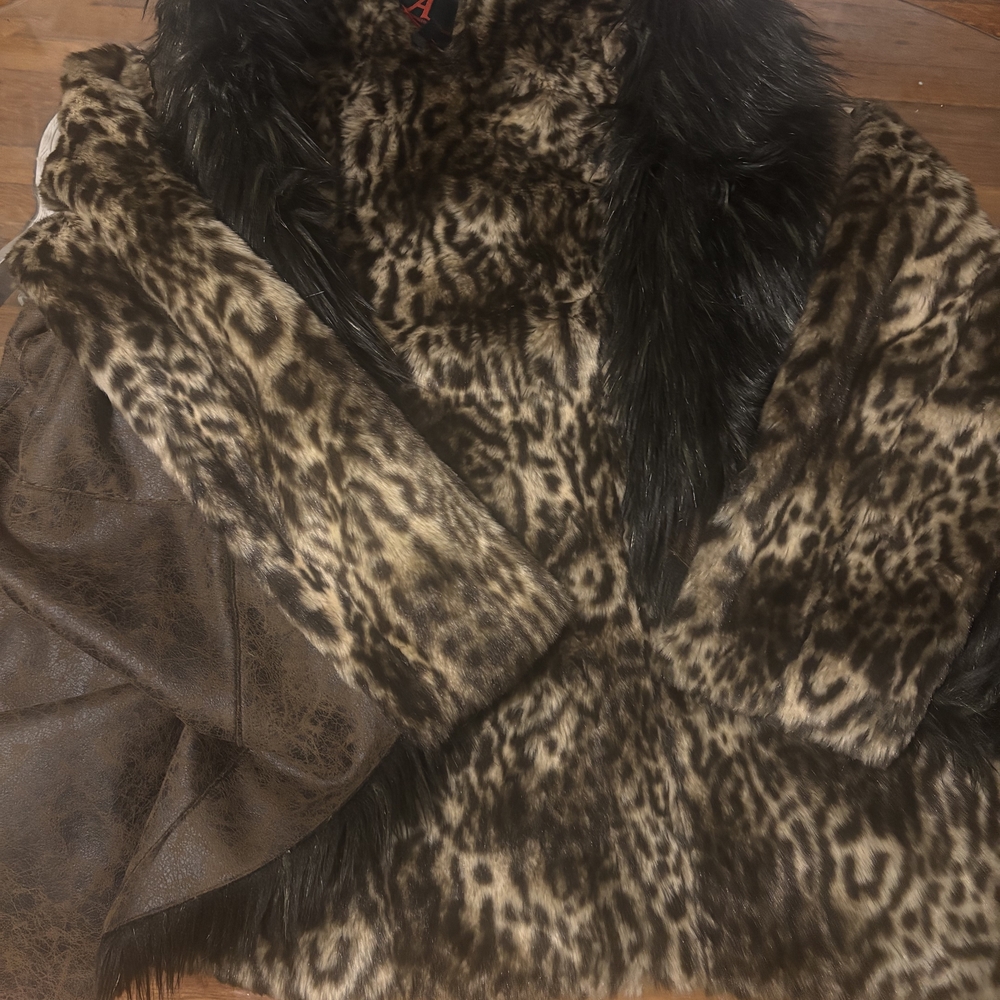 Leopard Print Faux Fur Coat
